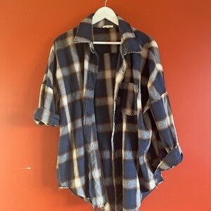 Women’s Blue and Brown Plaid Shirt